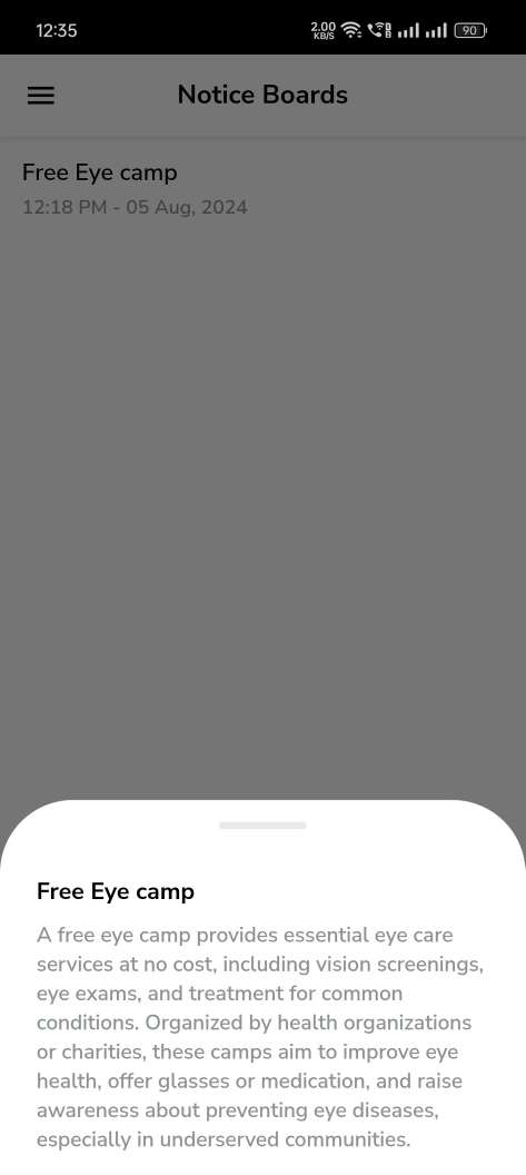 Hospital Management System — patient app — Notice Board